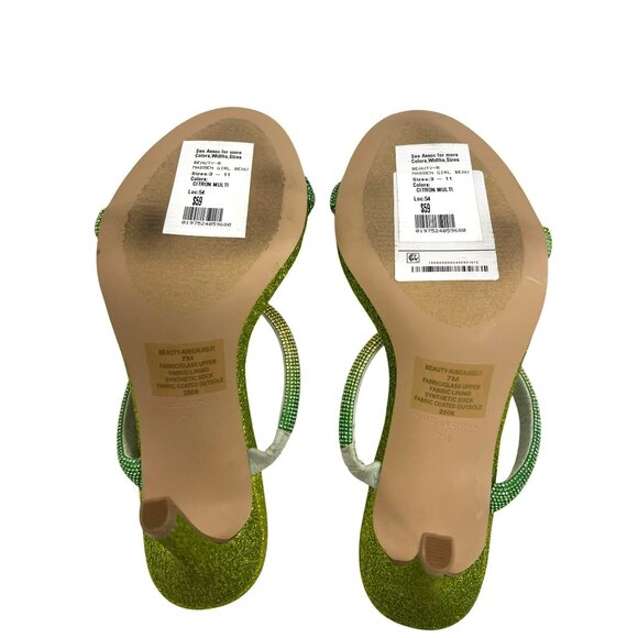 Steve Madden Girl Green Glitter Strap Stiletto Heel Sandals 7M NEW - Picture 5 of 6